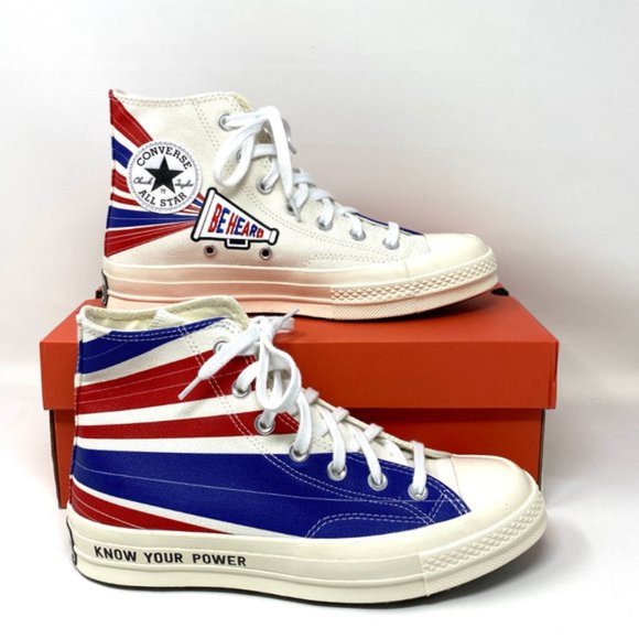 💖MEGA SALE💖Converse CHUCK 70 High Top Canvas White Blue Red Women's 169912C - Picture 8 of 11